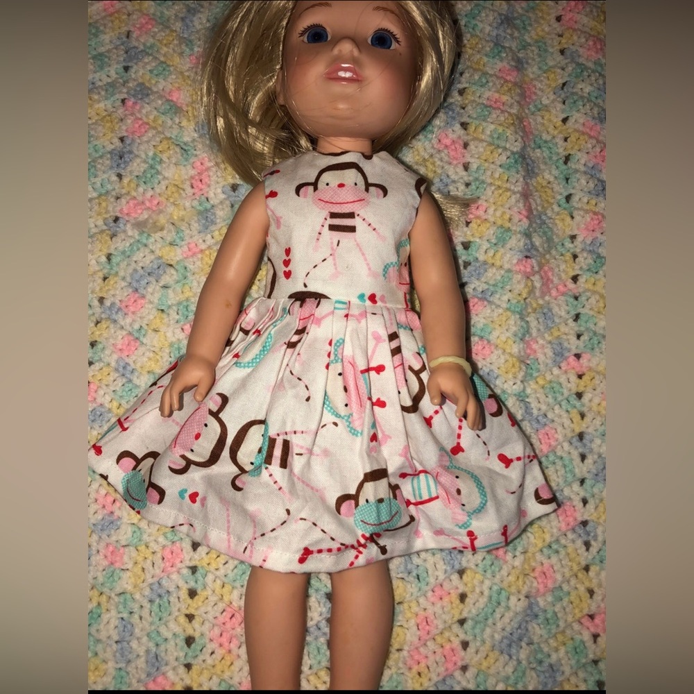 American Girl Wellie Wisher doll monkey dress handmade